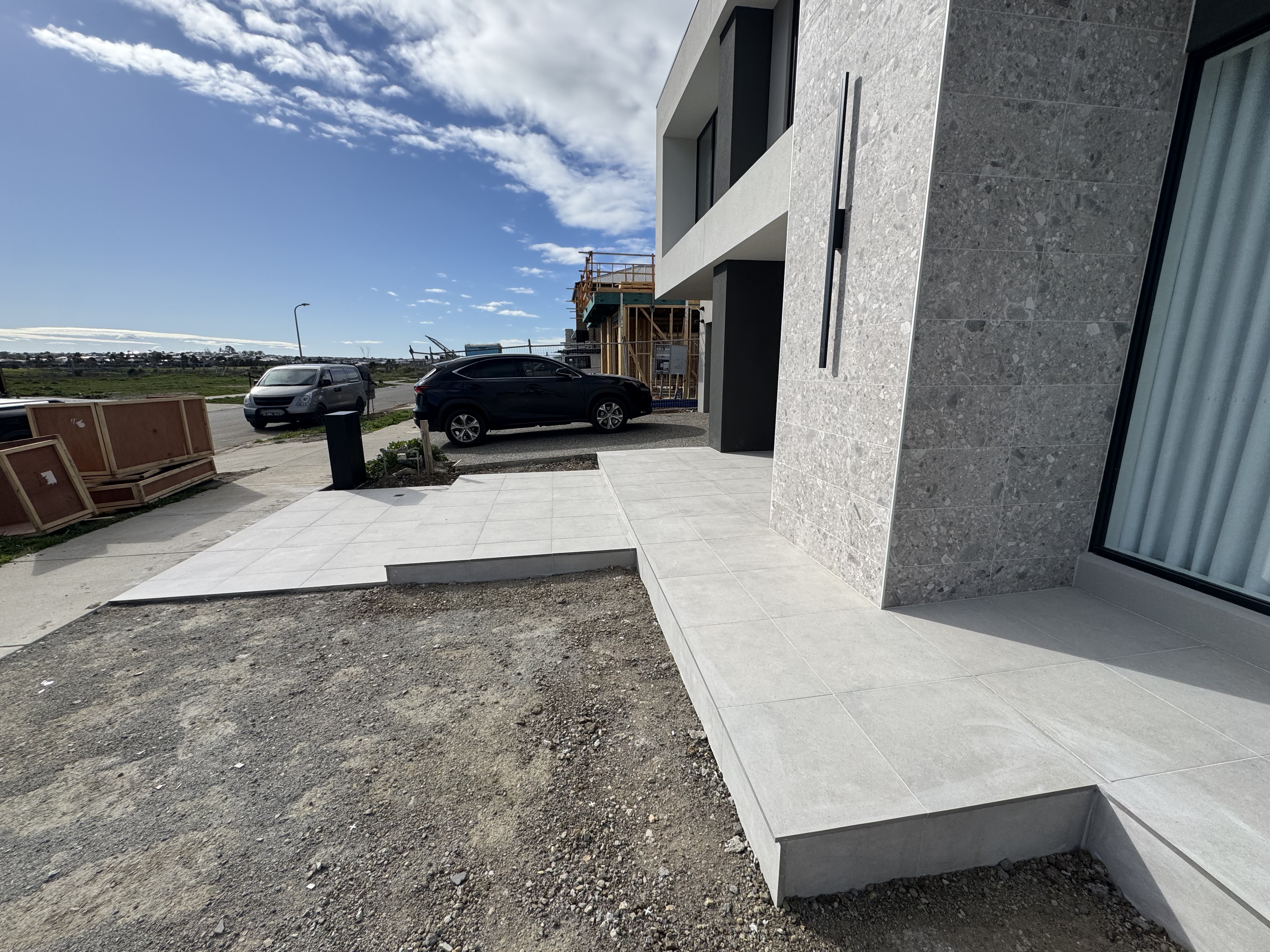 Front porch tile work